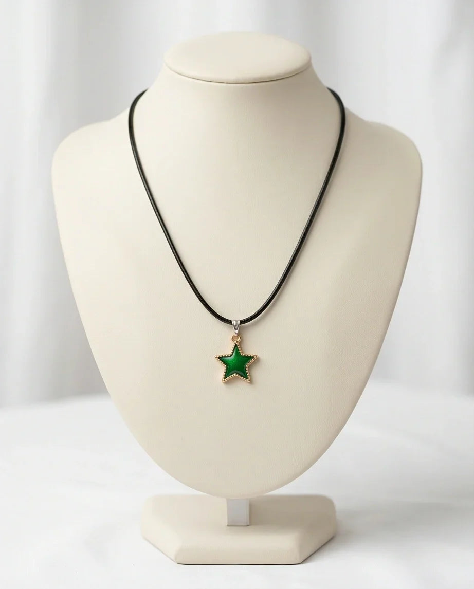 Gold and Green Star Pendant Necklace