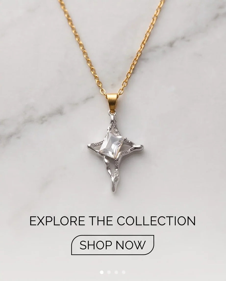Silver Clear Gemstone Gothic Cross Pendant Necklace