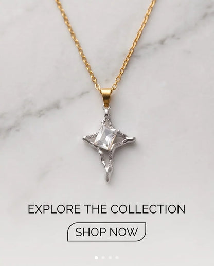 Silver Clear Gemstone Gothic Cross Pendant Necklace