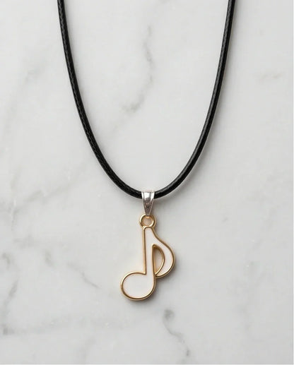 Gold and White Eighth Note Necklace