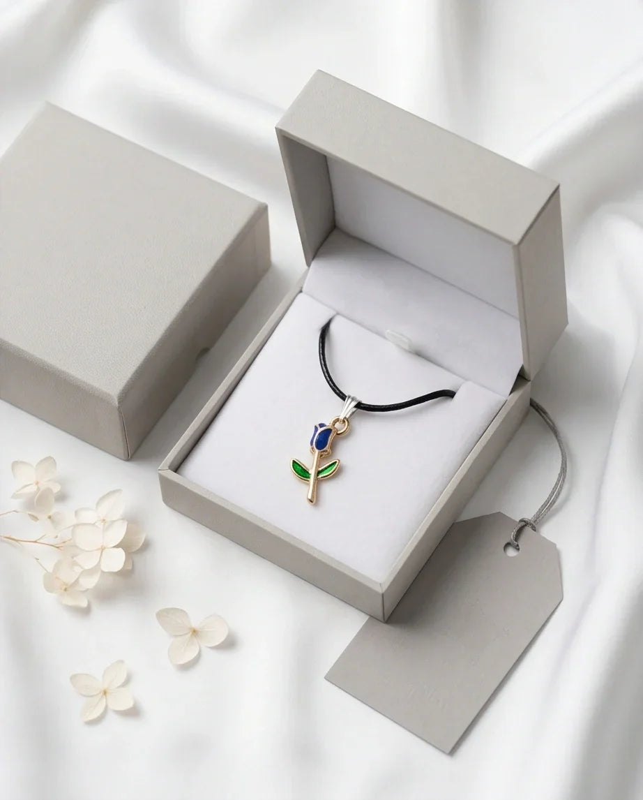 Royal Blue Tulip Rosebud Pendant