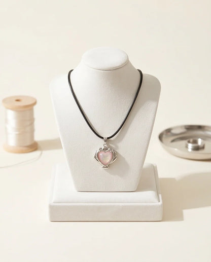 Iridescent Seashell Heart Pendant Necklace