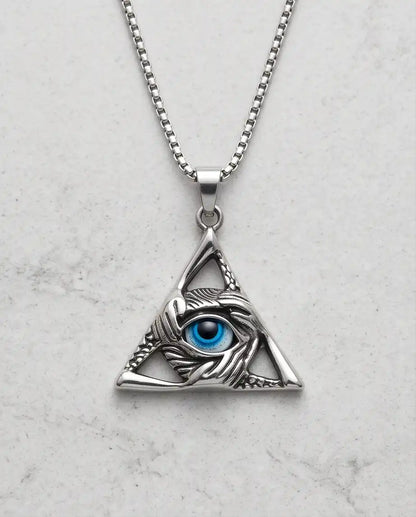 Evil Eye Triangle Pendant Box Chain