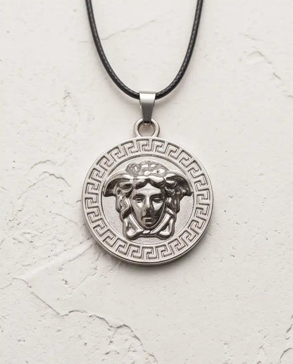 Greek Medusa Gorgon Medallion Pendant Box Chain
