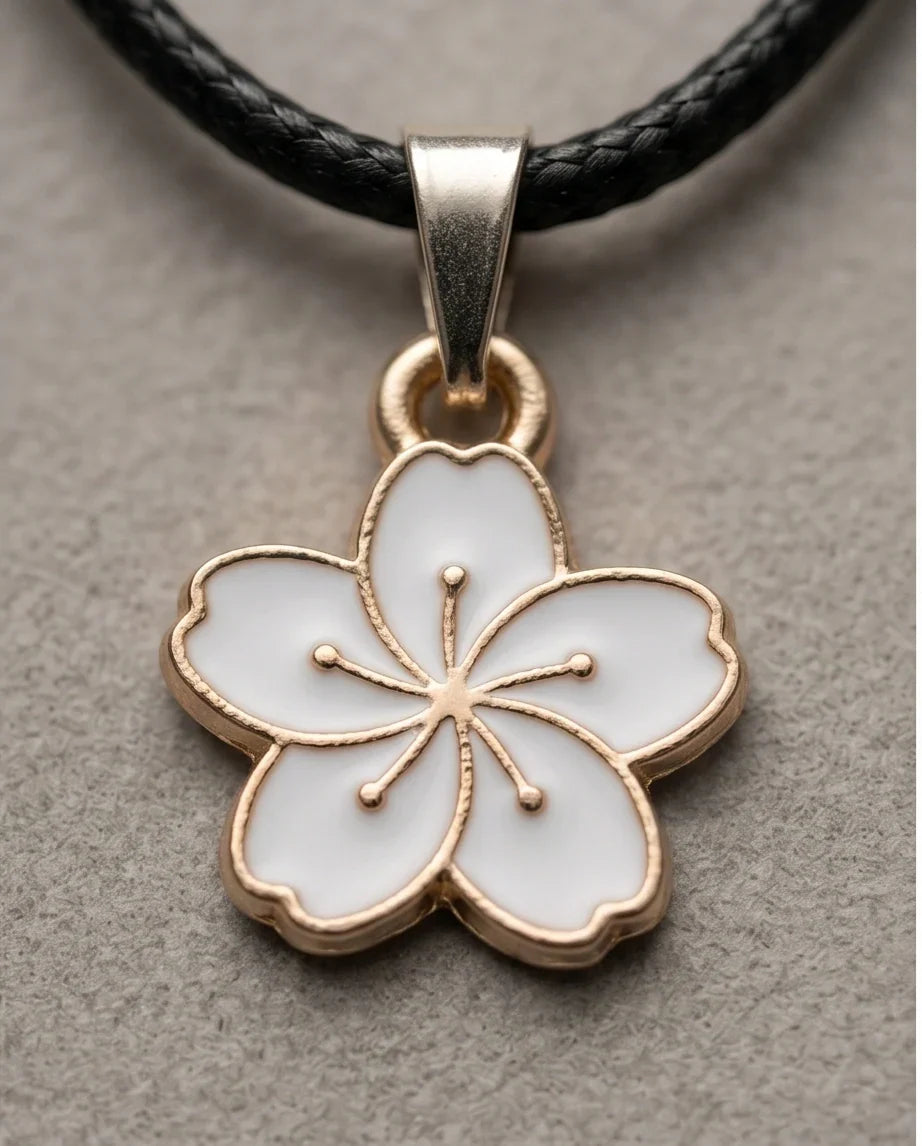 Gold and White Cherry Blossom Necklace