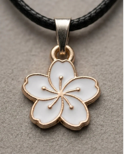 Gold and White Cherry Blossom Necklace