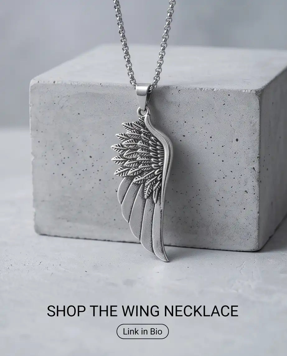 Antiqued Angel Wing Pendant Box Chain