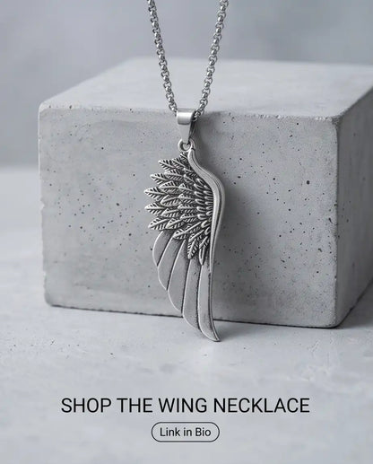 Antiqued Angel Wing Pendant Box Chain