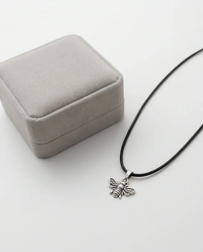 Silver Dainty Honeybee Pendant Necklace