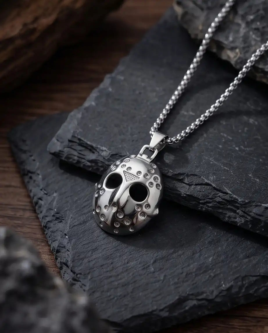 Jason Voorhees Hockey Mask Pendant Box Chain