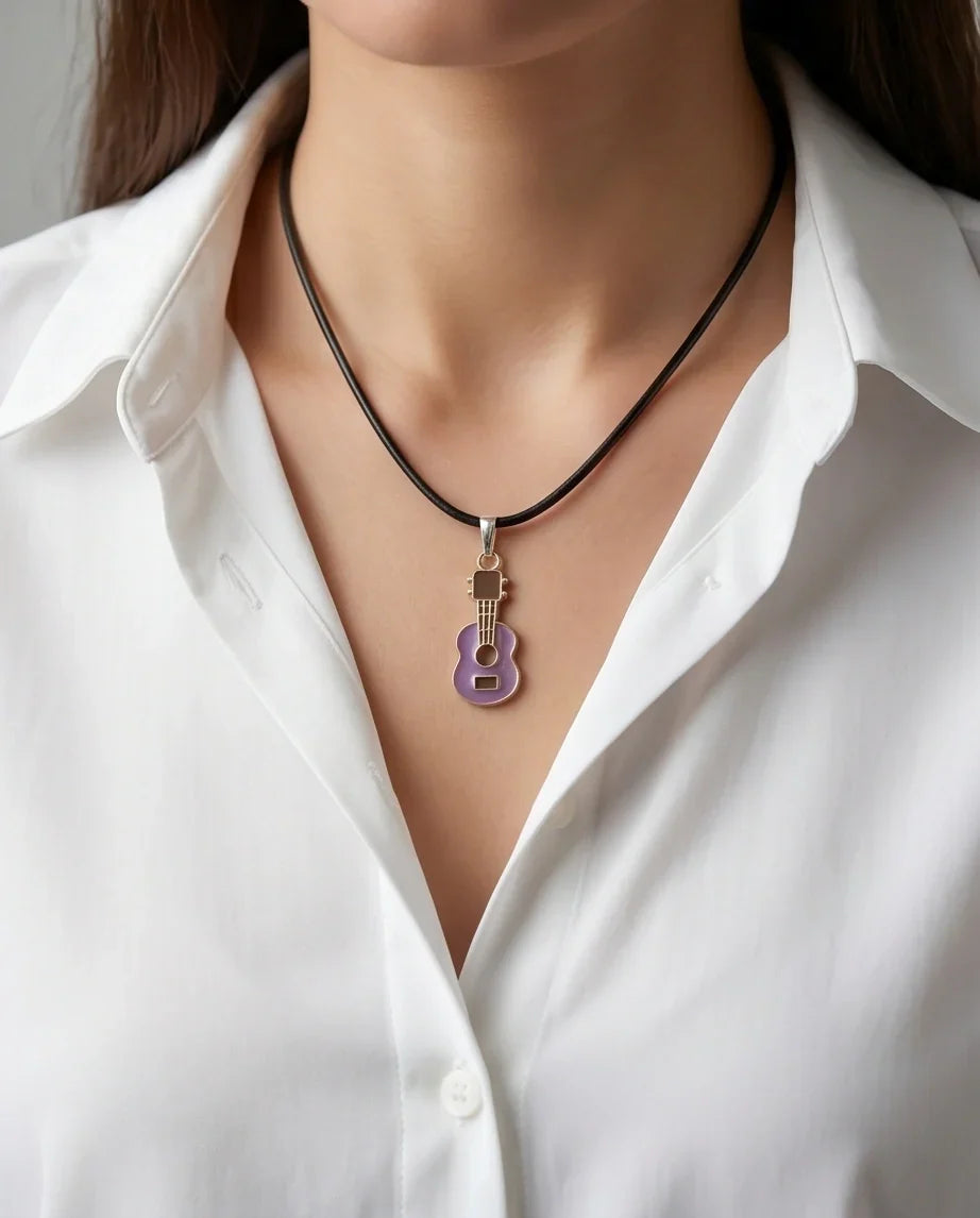 Gold and Purple Acoustic Guitar Necklace
