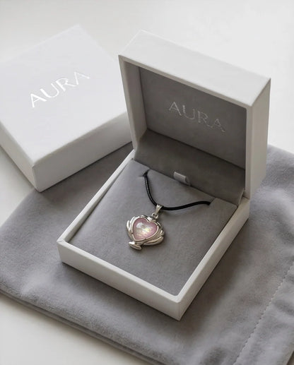 Iridescent Seashell Heart Pendant Necklace