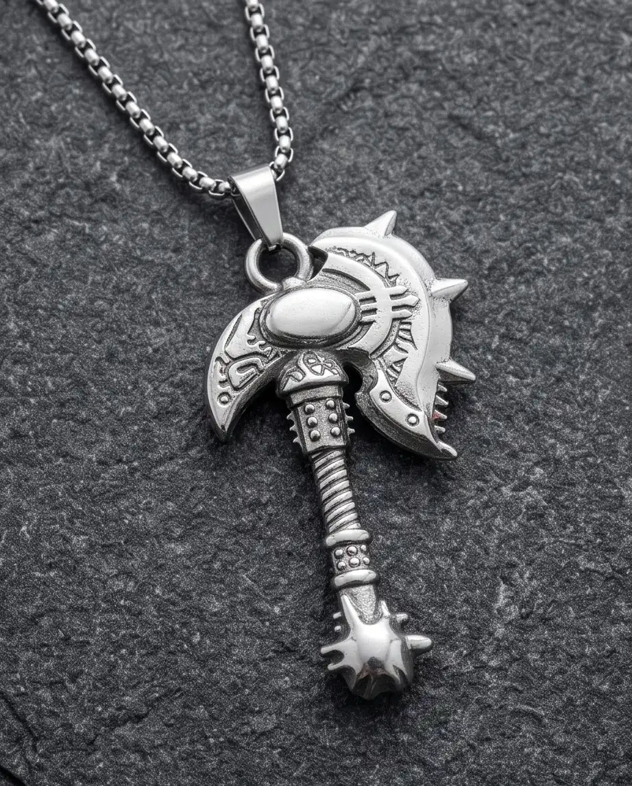 Battle Axe War Hammer Pendant Box Chain