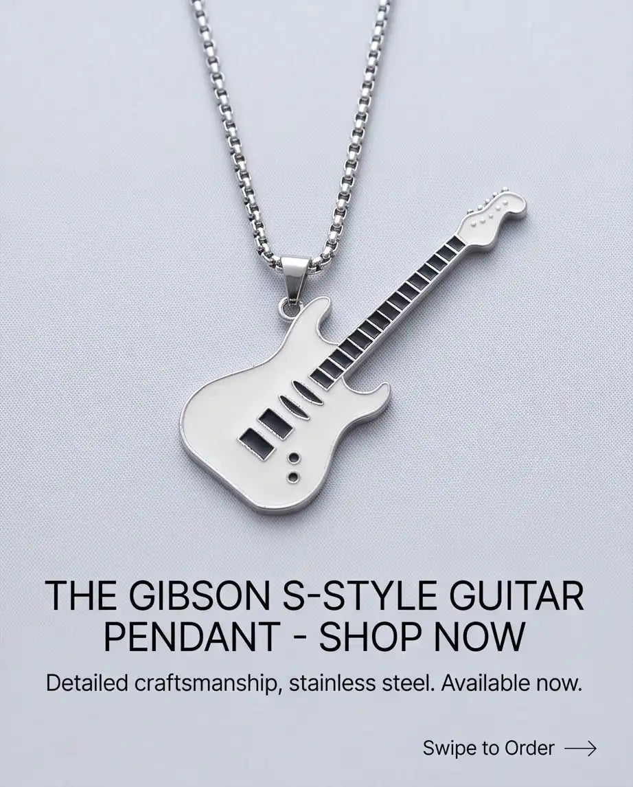 White Enamel Electric Guitar Pendant Silver Box Chain Necklace