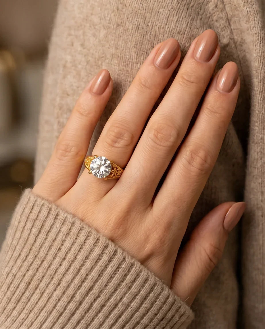 Golden Empress Moissanite Filigree Ring