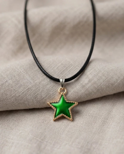 Gold and Green Star Pendant Necklace