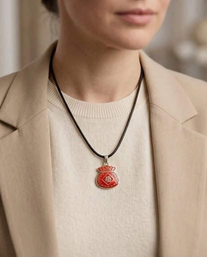 Traditional Red "Fu" Lucky Money Bag Pendant Necklace