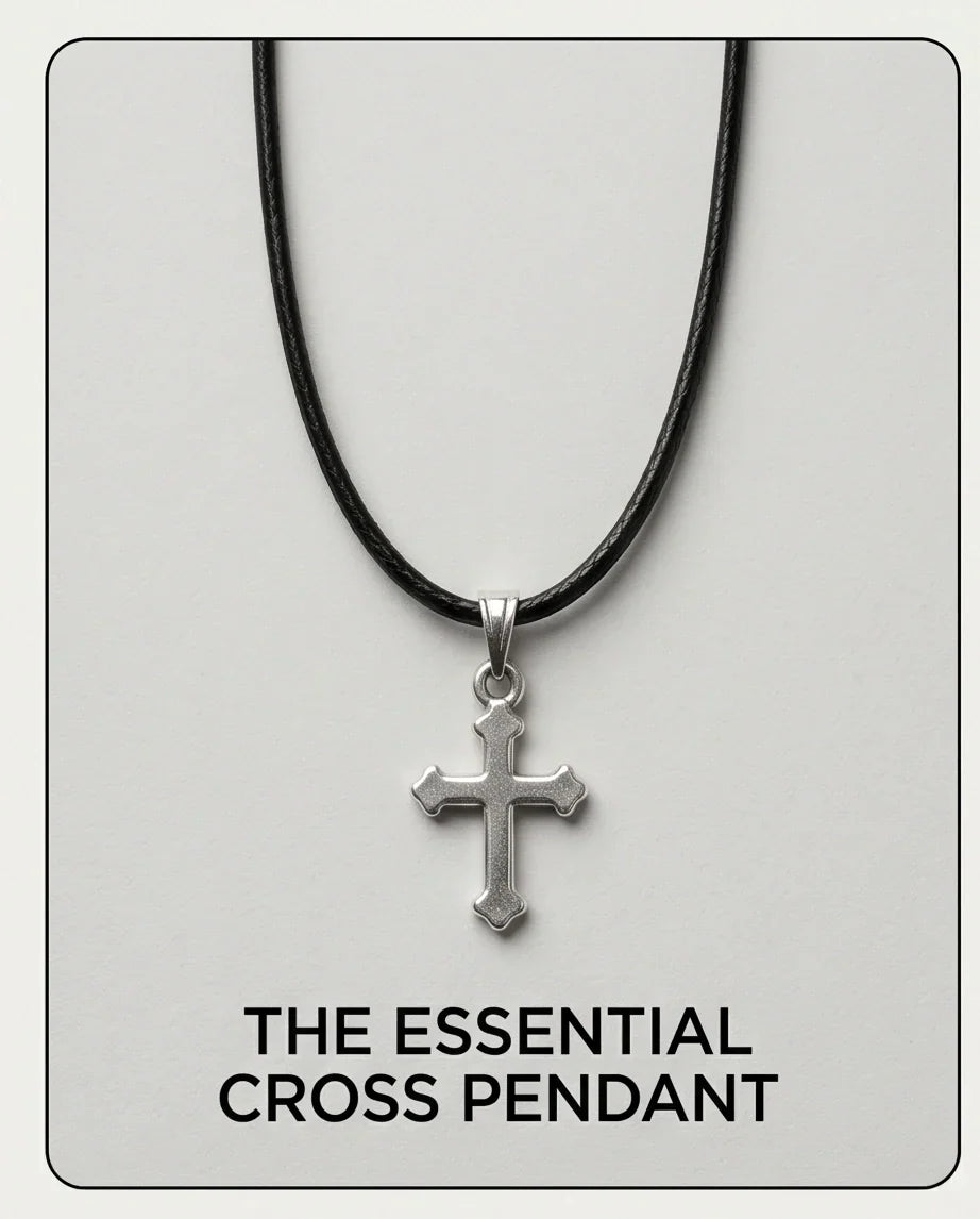 Silver Gothic Flared Cross Necklace