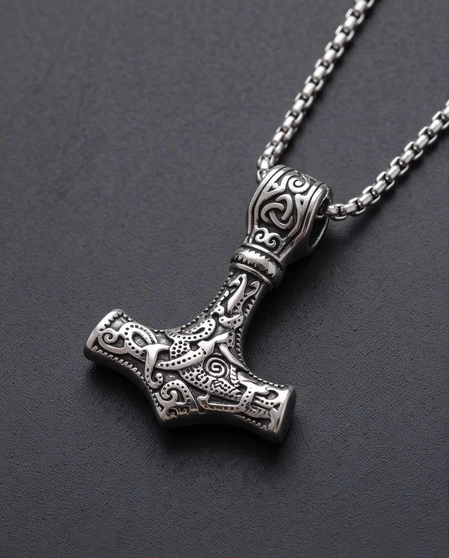 Silver Mjölnir Thor's Hammer Pendant Necklace