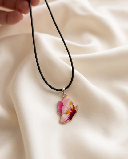 Gradient Pink Butterfly Cord Necklace