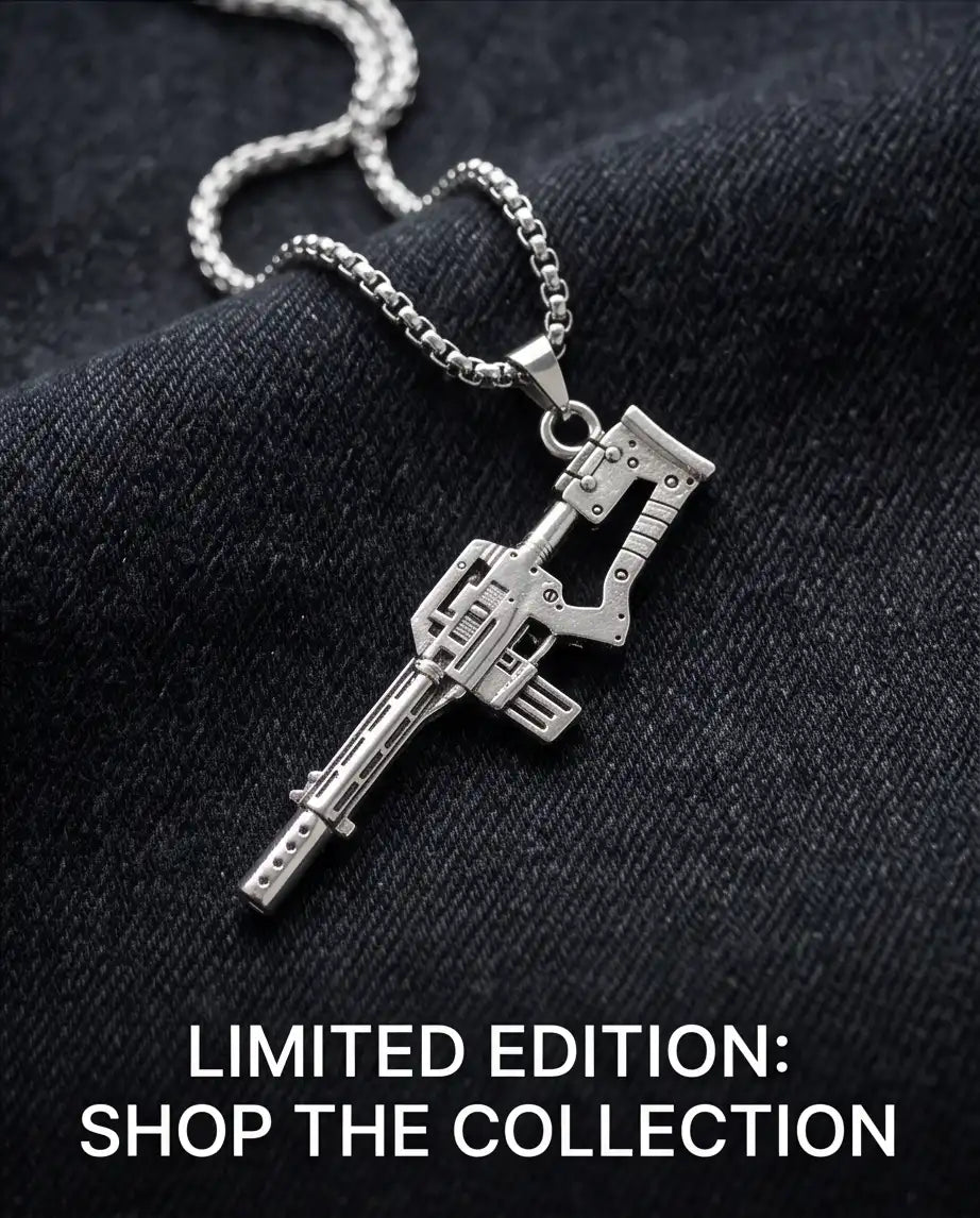 Cyberpunk Assault Rifle Weapon Pendant Box Chain