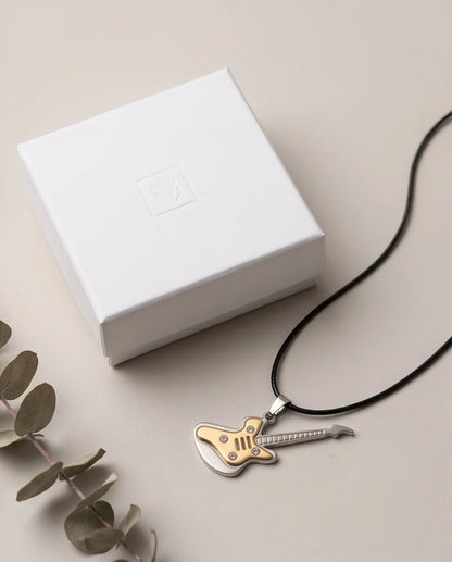 Gold and Silver Crystal Electric Guitar Cord Necklace