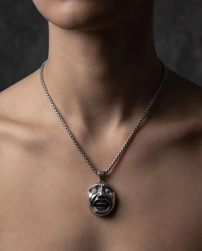 Gothic Crying Drama Mask Pendant Box Chain