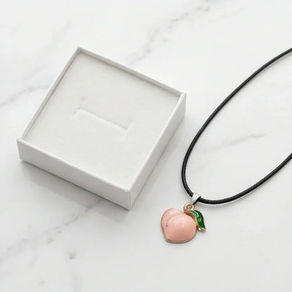 Sweet Peach Enamel Pendant Necklace