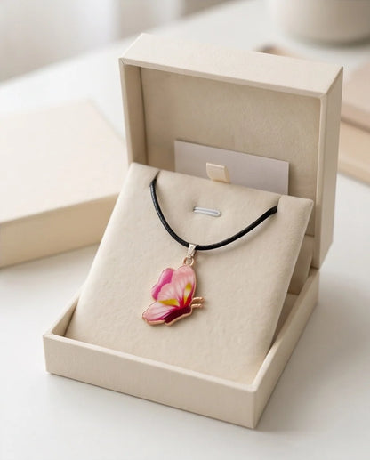 Gradient Pink Butterfly Cord Necklace