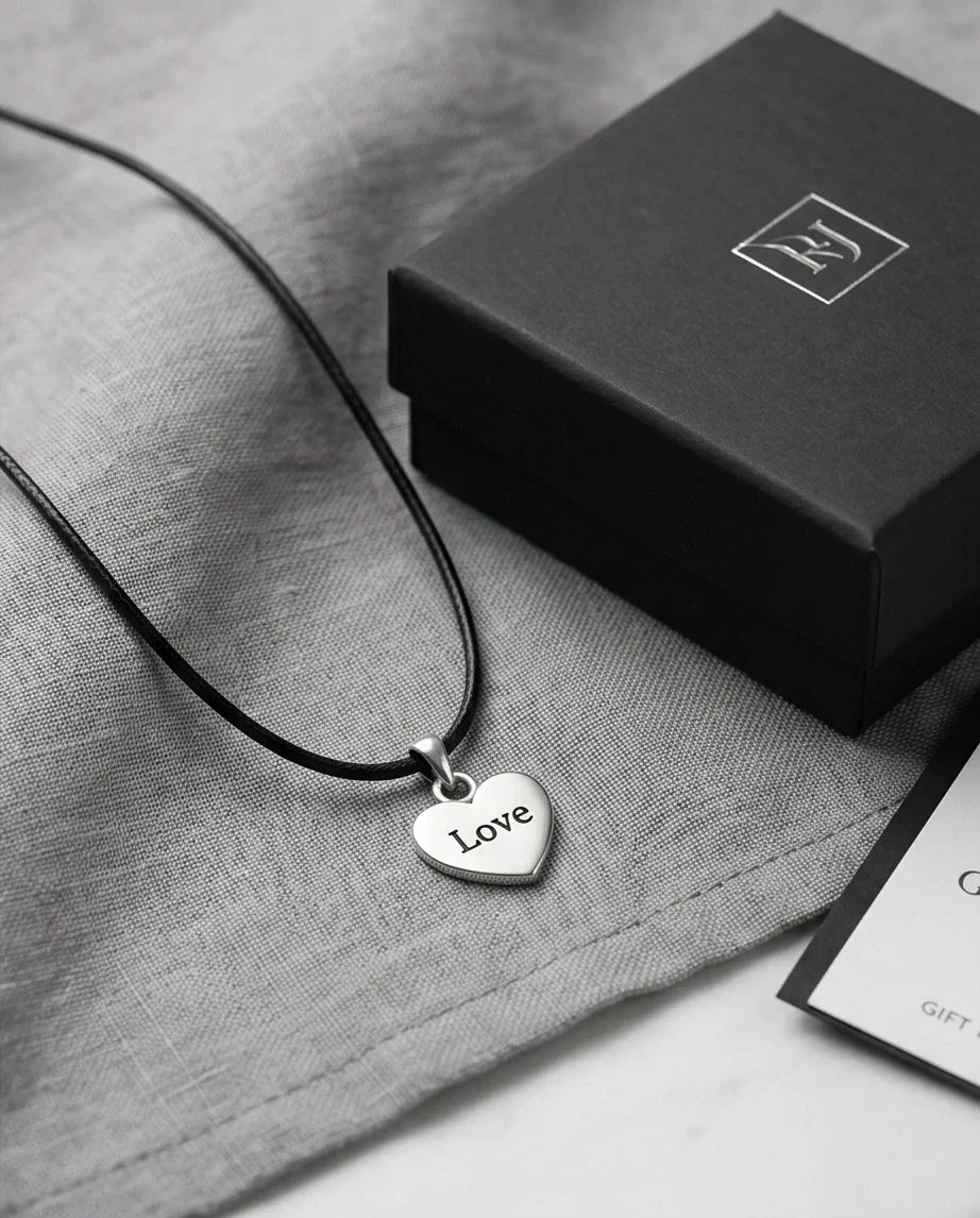 Silver Engraved Love Heart Necklace