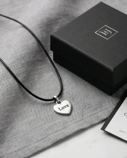 Silver Engraved Love Heart Necklace