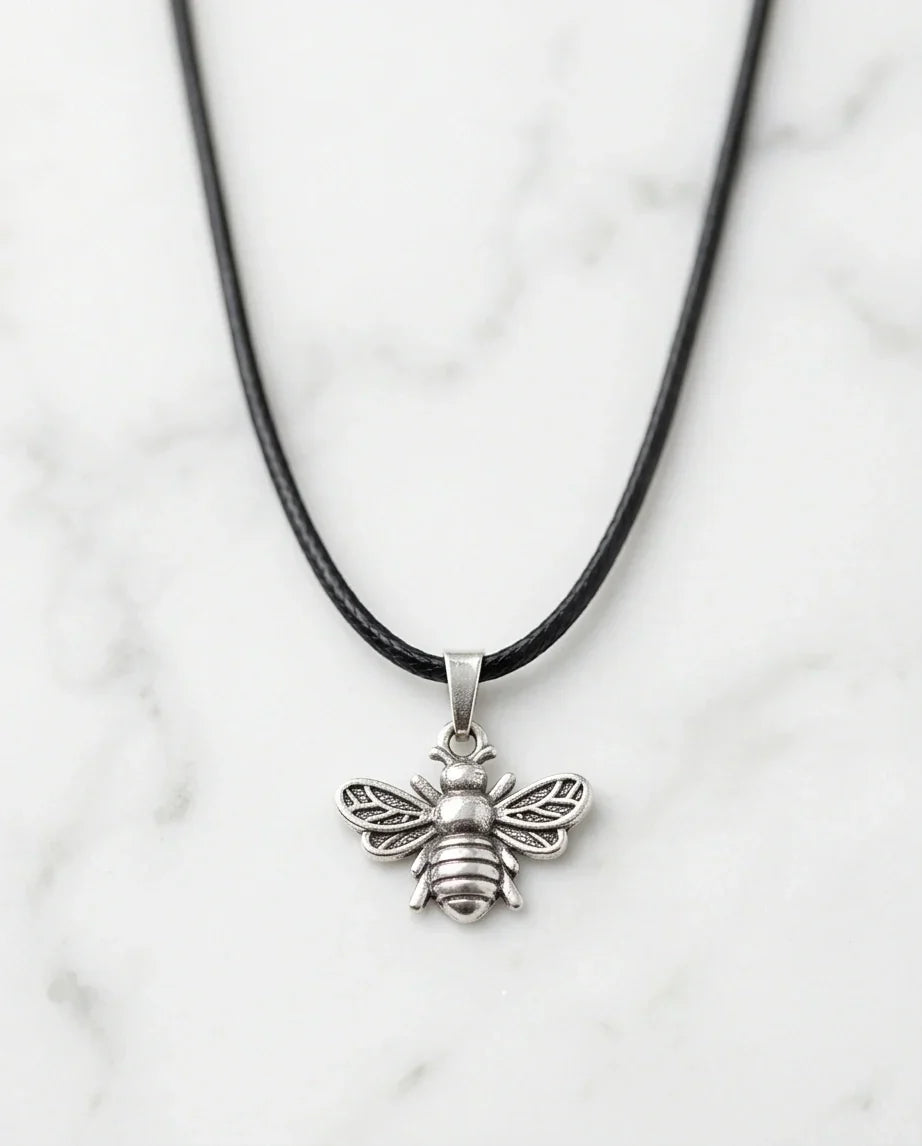 Silver Dainty Honeybee Pendant Necklace