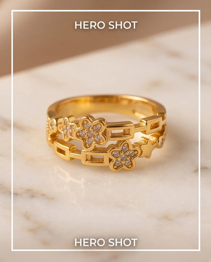 Dual-Band Flora & Celestial Star Ring