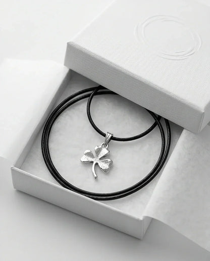 Silver Three-Leaf Shamrock Pendant Necklace
