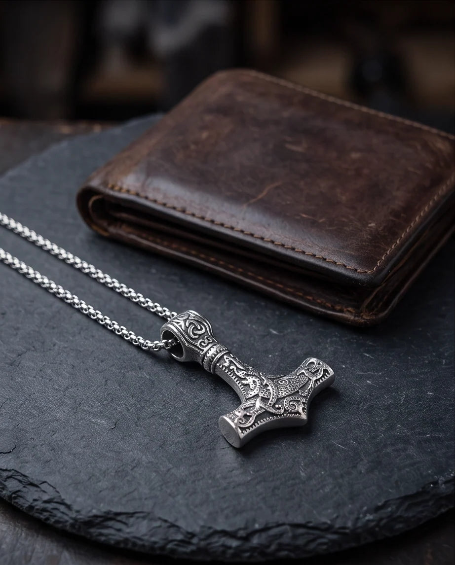 Silver Mjölnir Thor's Hammer Pendant Necklace