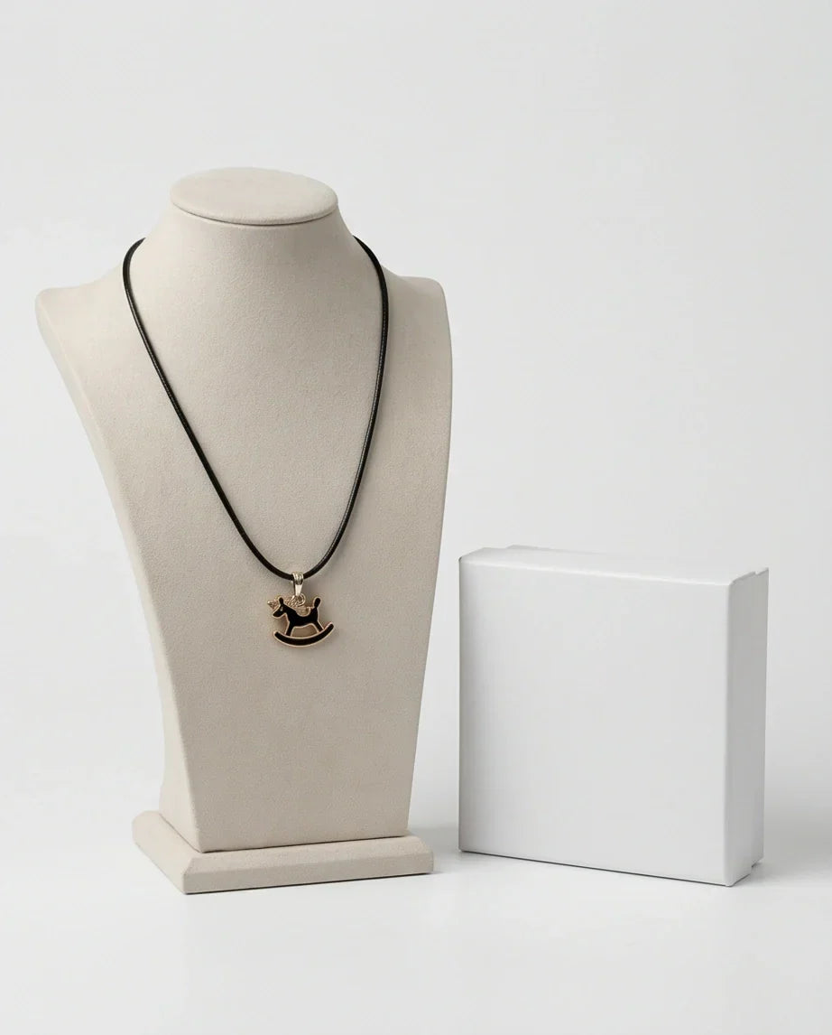 Gold and Black Rocking Horse Necklace