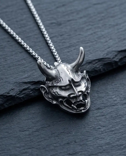 Japanese Hannya Mask Pendant Box Chain