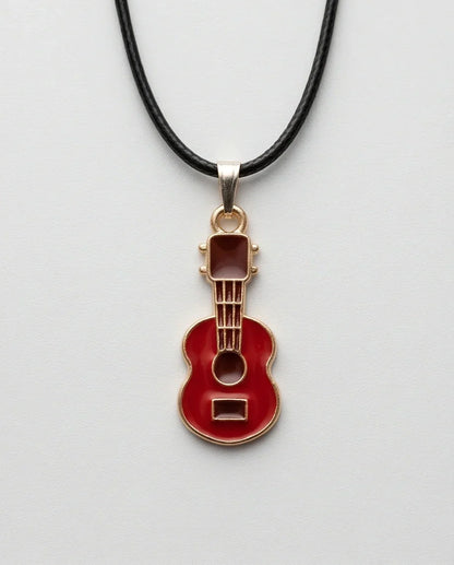Gold and Red Acoustic Guitar Necklace