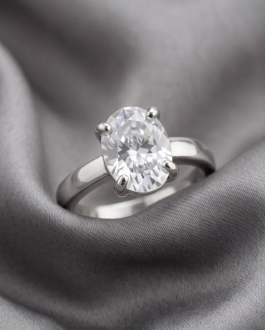 Sterling Silver Oval-Cut Moissanite Solitaire Ring