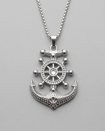 Nautical Ship Wheel Anchor Pendant Box Chain