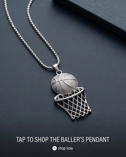 Iced Basketball Hoop Pendant Box Chain