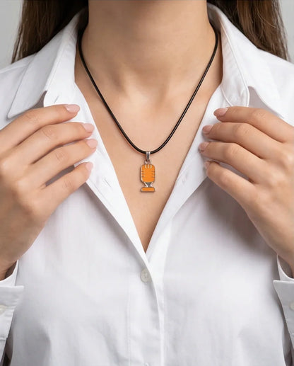 Silver Retro Orange Microphone Necklace