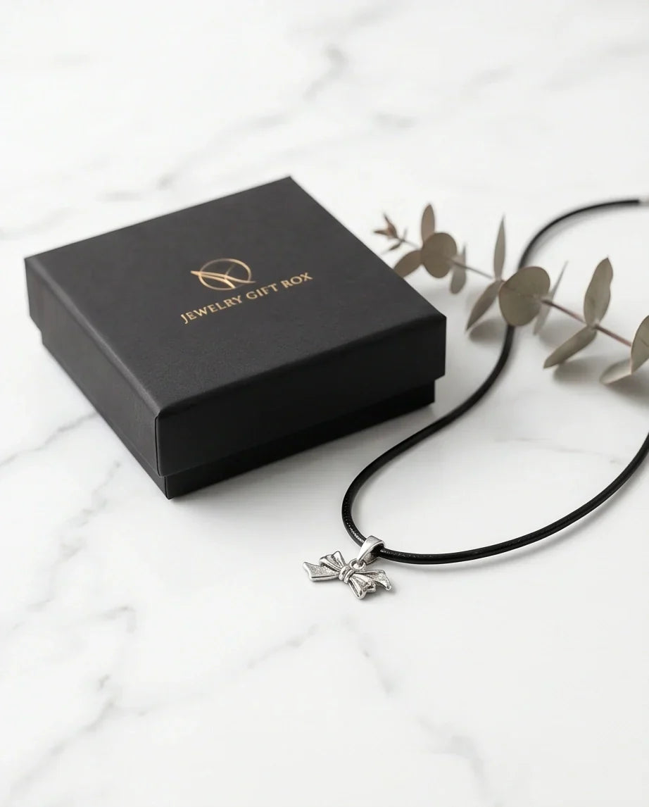 Silver Retro Ribbon Bow Necklace