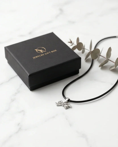 Silver Retro Ribbon Bow Necklace