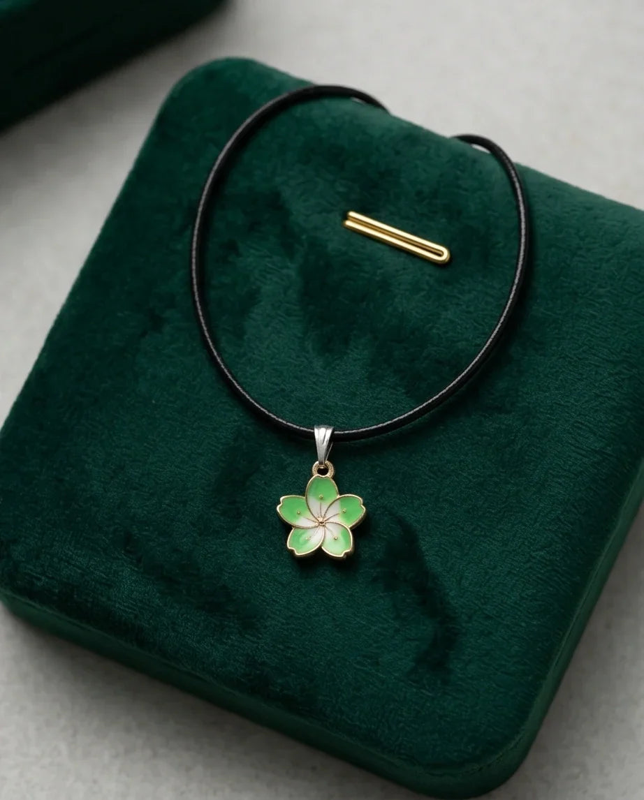 Gold and Light Green Blossom Necklace