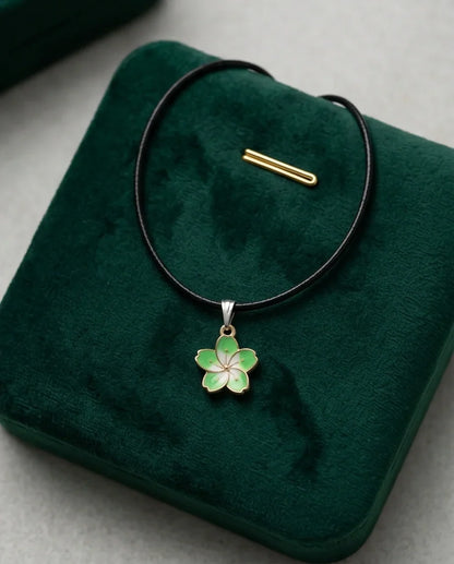 Gold and Light Green Blossom Necklace