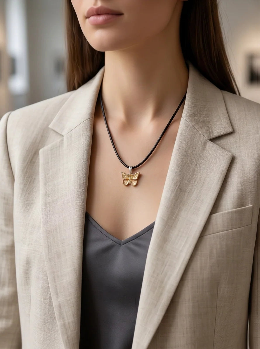 Gold & Rose Gold Butterfly Pendant Necklace