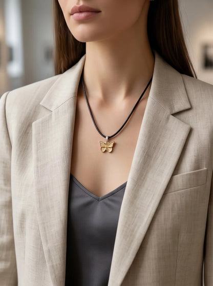 Gold & Rose Gold Butterfly Pendant Necklace