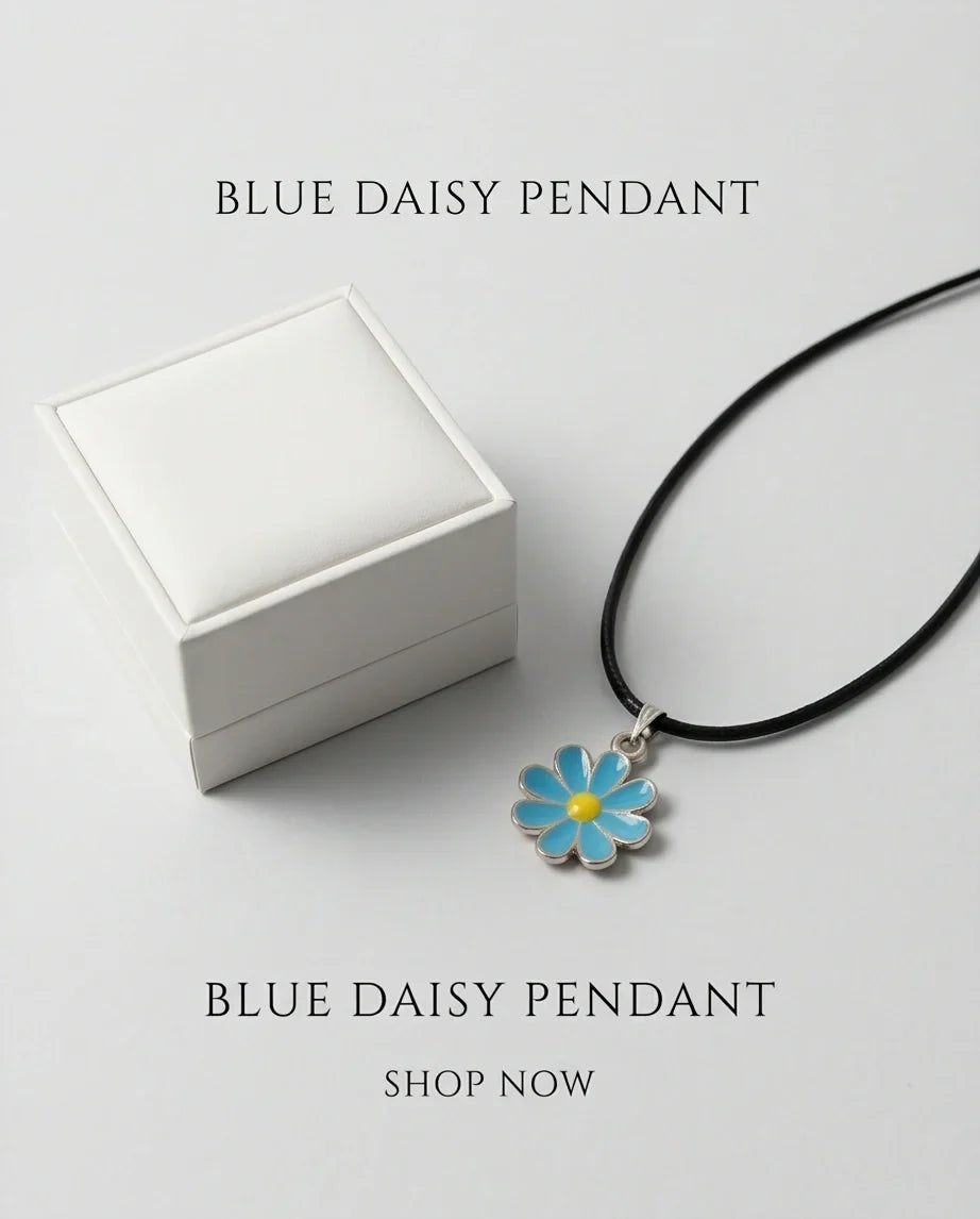 Gold and Pastel Blue Daisy Necklace