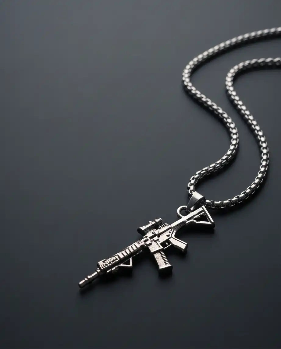Scope-Mounted Tactical Rifle Weapon Pendant Box Chain